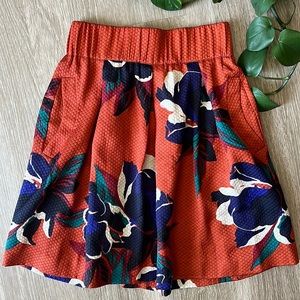 Maeve Anthropologie Orange Floral Skirt with Pockets